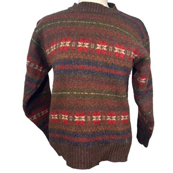 Tommy Hilfiger Vintage Lambswool Sweater Women's L Fair Isle - Picture 1 of 6